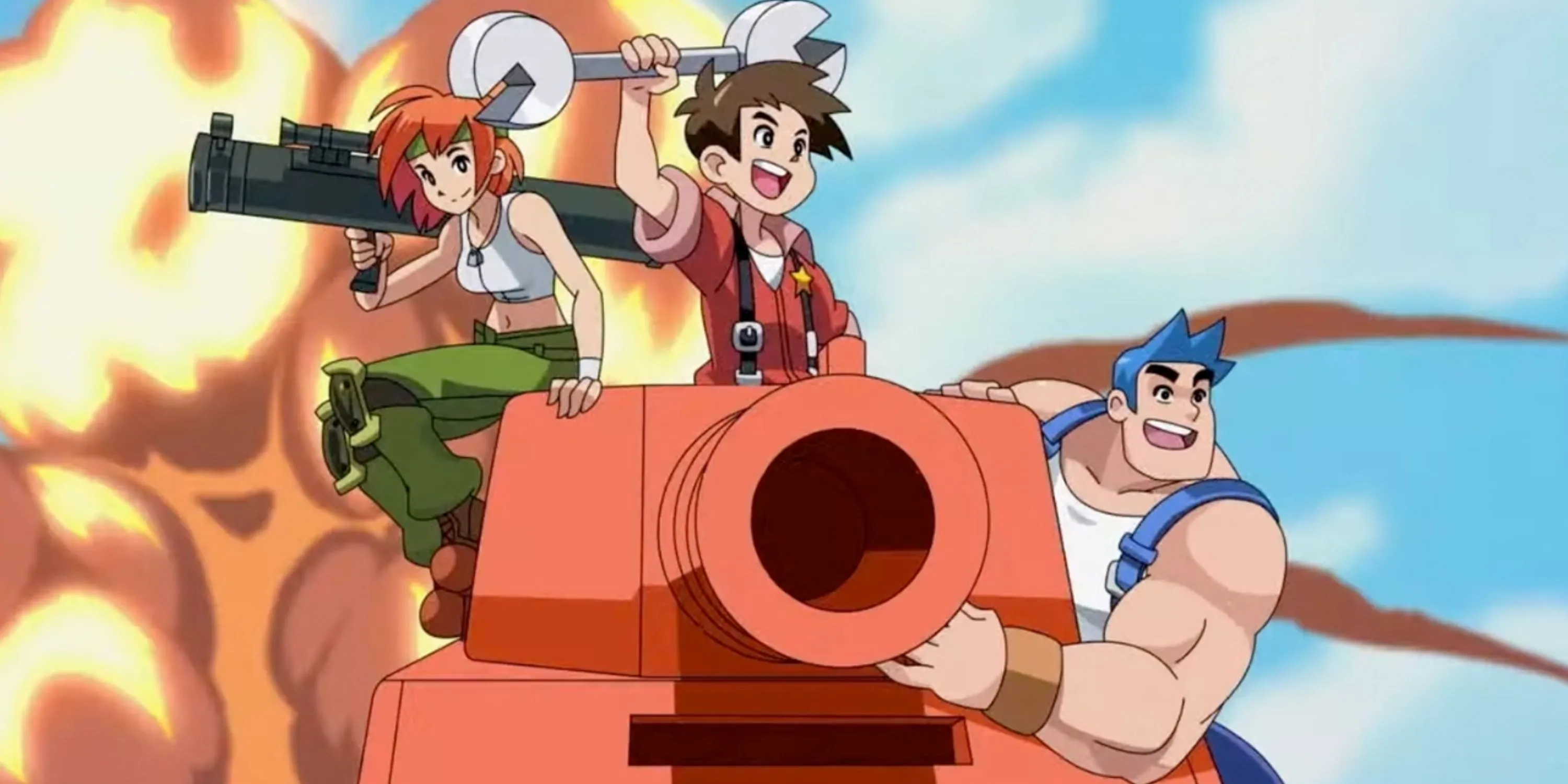 Cảnh quân đội từ Advance Wars 1+2: Re-Boot Camp cho thấy nhiều đơn vị chiến đấu tập hợp trên bản đồ.