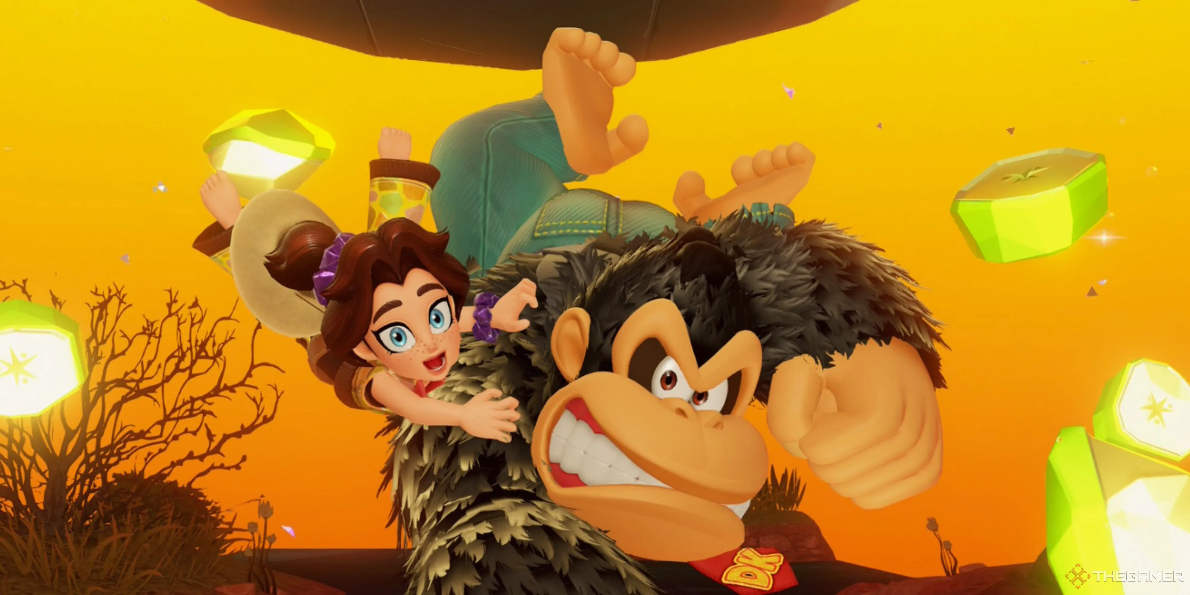 Donkey Kong và Pauline ăn mừng chiến thắng trong Donkey Kong Bananza