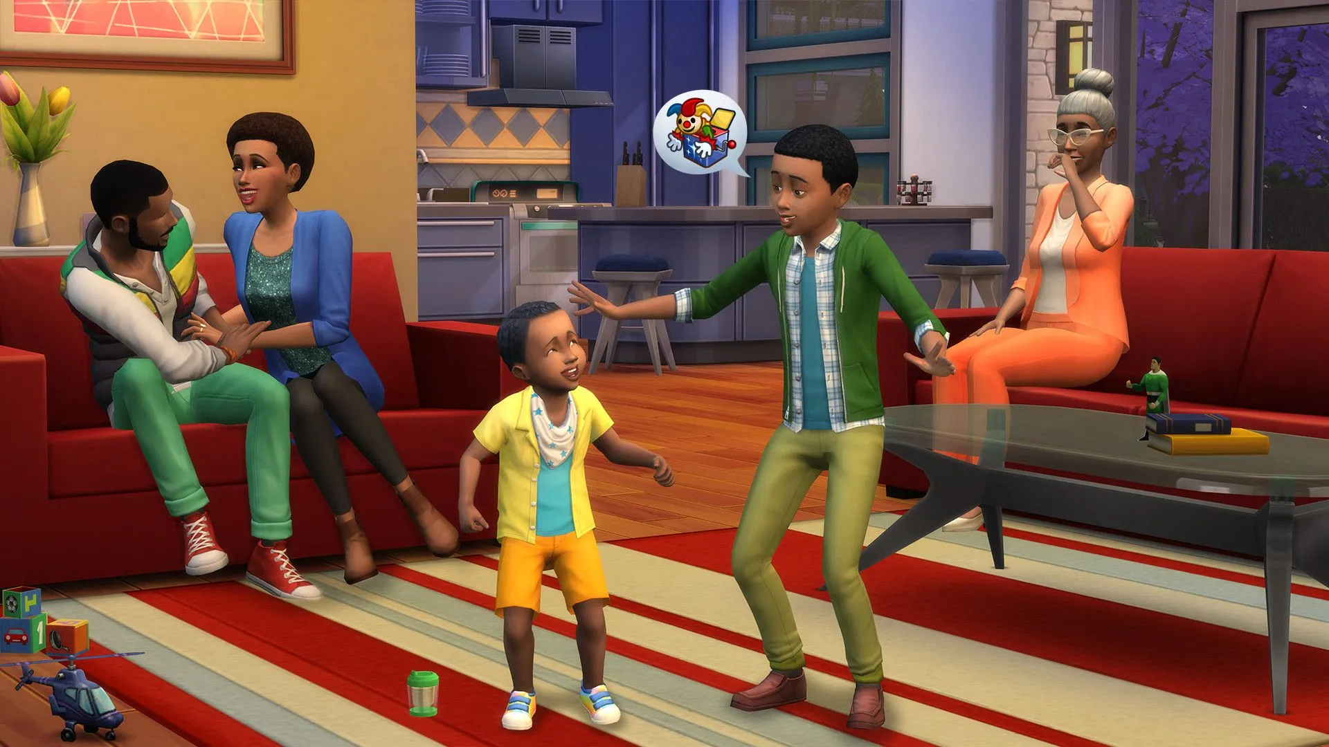 Gia đình Sims tương tác trong The Sims 4, minh họa sự gắn bó của người chơi với nội dung game.