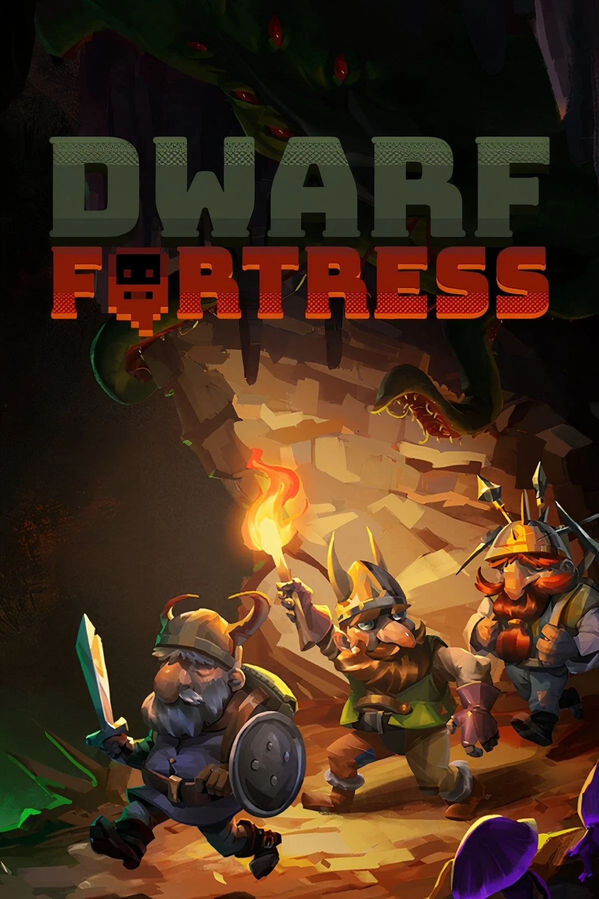 Giao diện đồ họa ASCII đặc trưng của Dwarf Fortress hiển thị một pháo đài người lùn phức tạp.