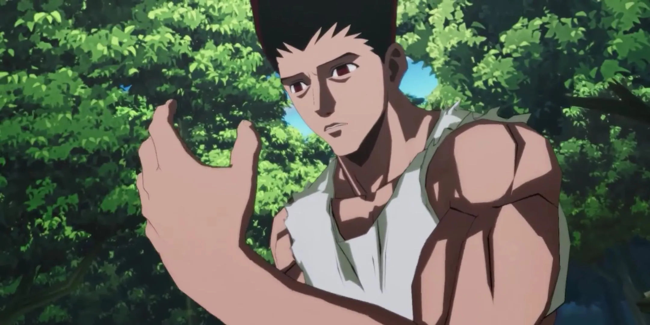 Gon trong dạng cơ bắp đặc trưng của mình trong Hunter x Hunter: Nen x Impact, thể hiện sức mạnh vượt trội.