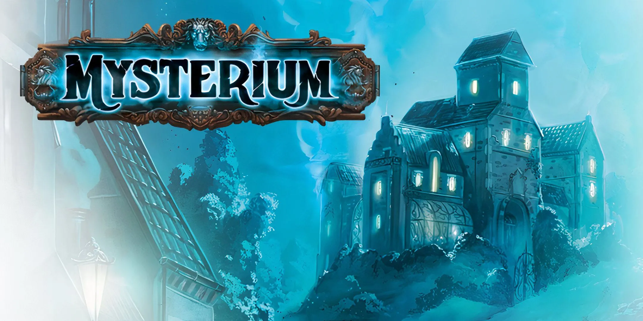 Hình ảnh bàn chơi và các lá bài của board game Mysterium, minh họa lối chơi hợp tác.