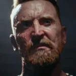 Hình ảnh chiến binh trong Battlefield 6 với khuôn mặt cháy sém và con dao, thể hiện sự khốc liệt của cuộc chiến.