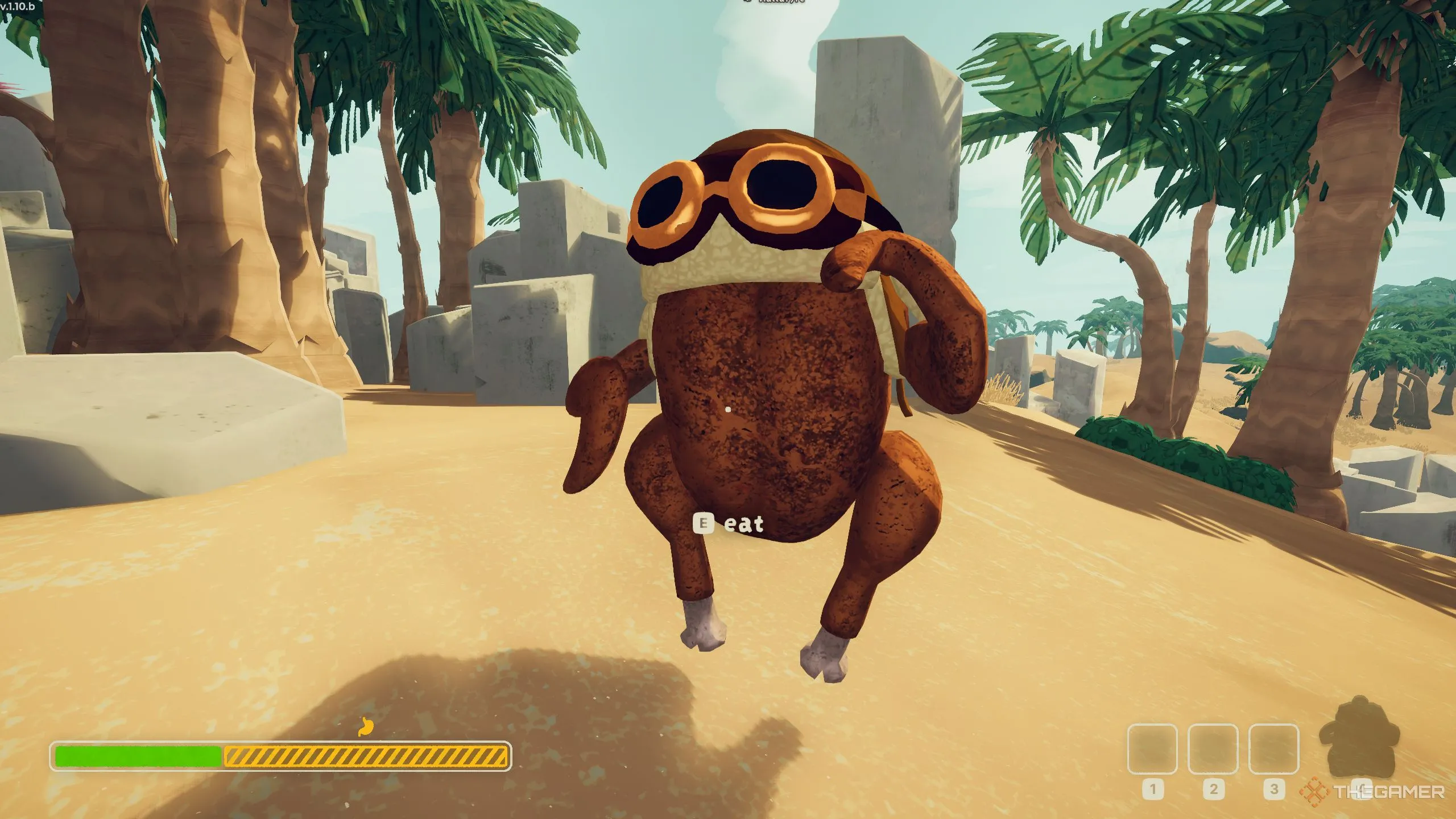 Hình ảnh đồng đội xuất hiện dưới dạng gà quay trong game Peak khi game thủ đói nặng