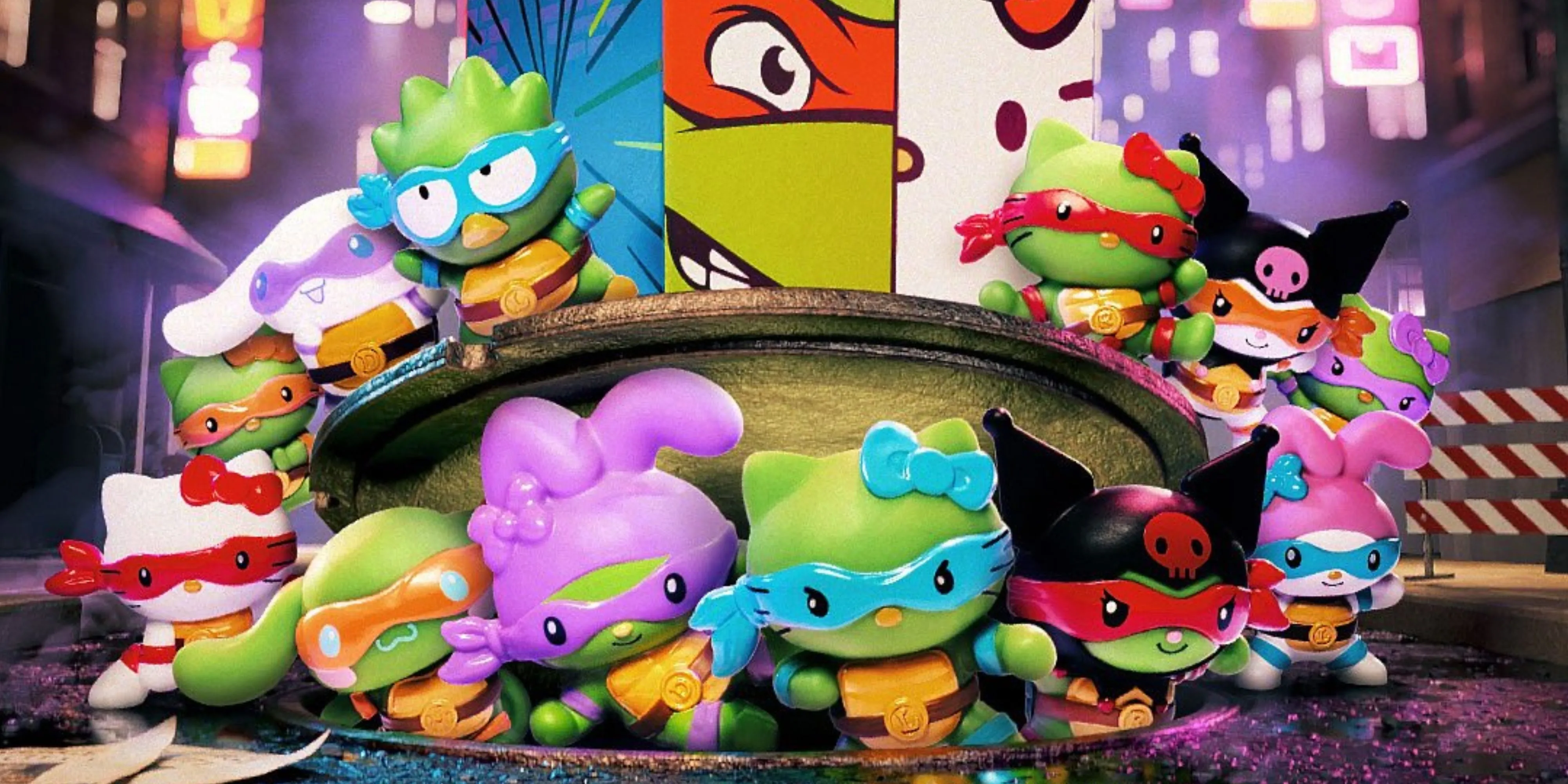 Hình ảnh quảng bá bộ sưu tập đồ chơi Hello Kitty Ninja Rùa trong Happy Meal của McDonald's