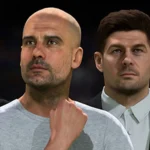 Huấn luyện viên Pep Guardiola và Antonio Conte trong chế độ Career Mode FIFA 23, minh họa tính năng chuyển nhượng HLV.
