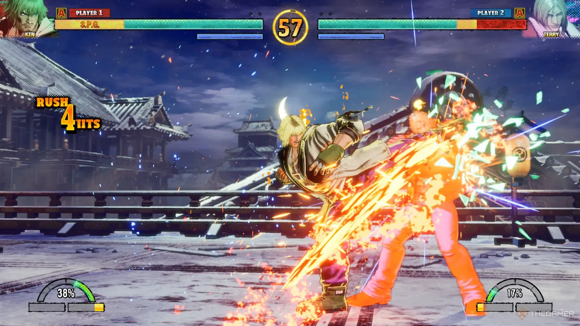 Ken tung đòn Jinrai Kick, minh họa sự đa dạng chiêu thức trong hệ thống điều khiển mới của Fatal Fury.