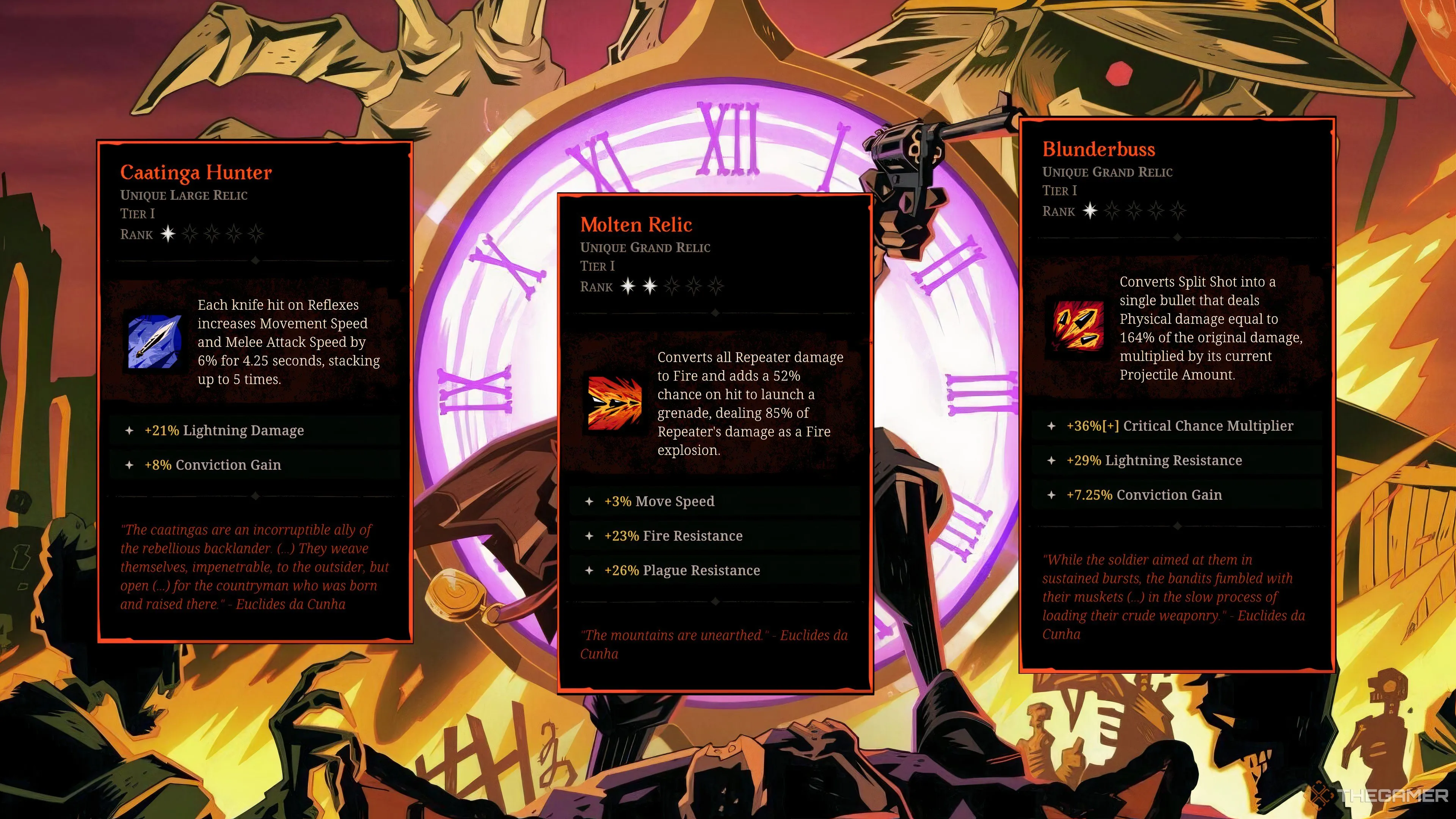 Kính Vật hạng A như Caatinga Hunter, Molten Relic và Blunderbuss trong game Hell Clock