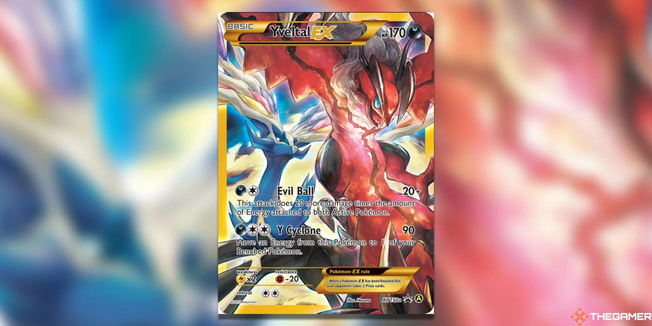 Lá bài Yveltal EX Alternate Art Promo trong Pokemon TCG, thể hiện sự kết hợp giữa Yveltal và Xerneas.