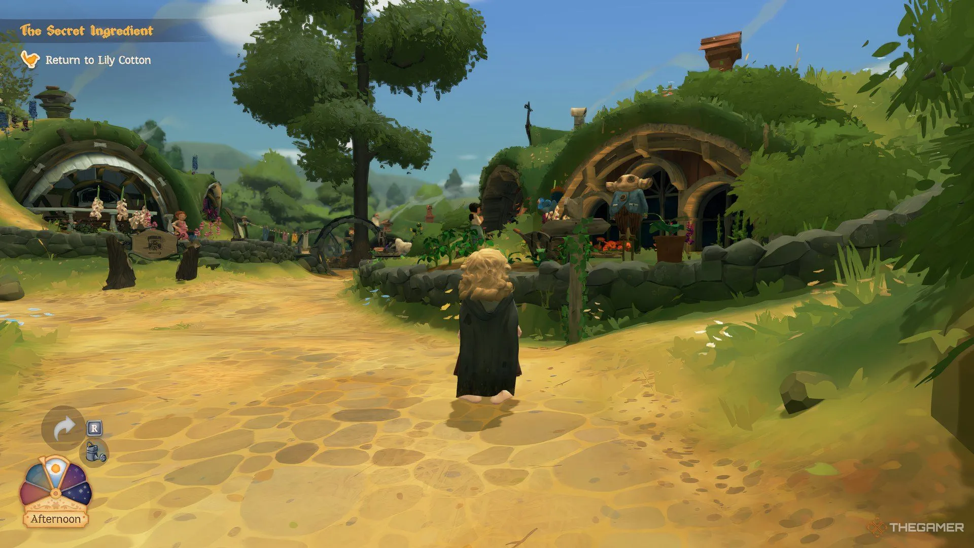 Một chú chim đậu trên cột chỉ đường trong thế giới Tales of the Shire, sẵn sàng dẫn lối.