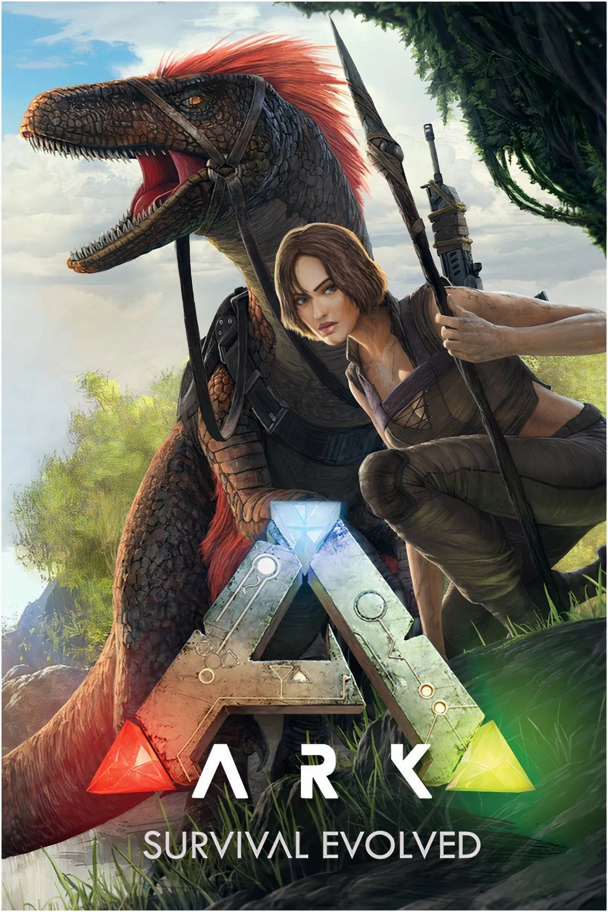Người chơi cưỡi khủng long bay Pteranodon trong thế giới của Ark: Survival Evolved, thể hiện sự kết hợp giữa sinh tồn và thuần hóa.