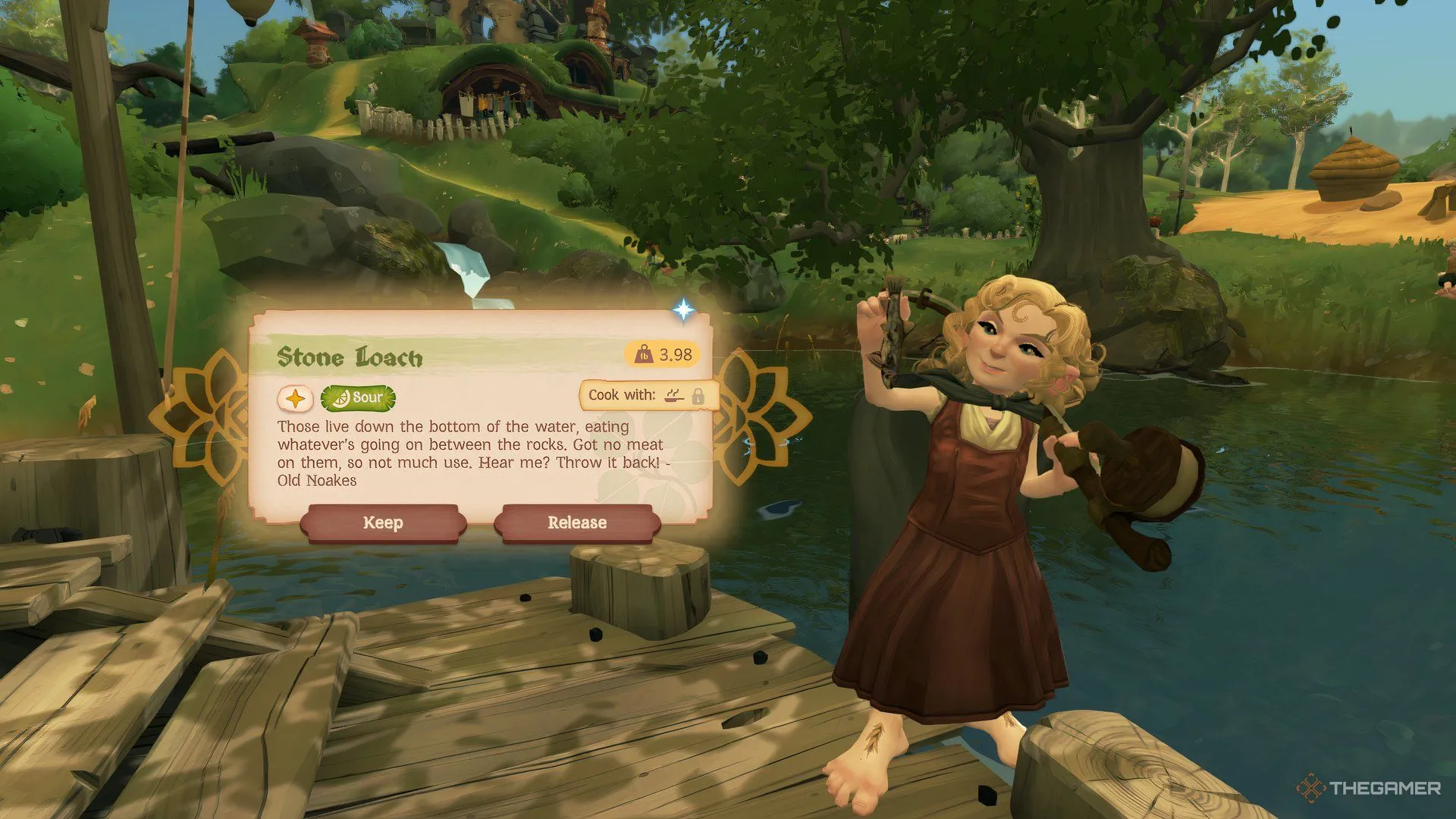 Người chơi đã câu được một con cá chạch đá (Stone Loach) trong Tales of the Shire, một loại cá phổ biến.