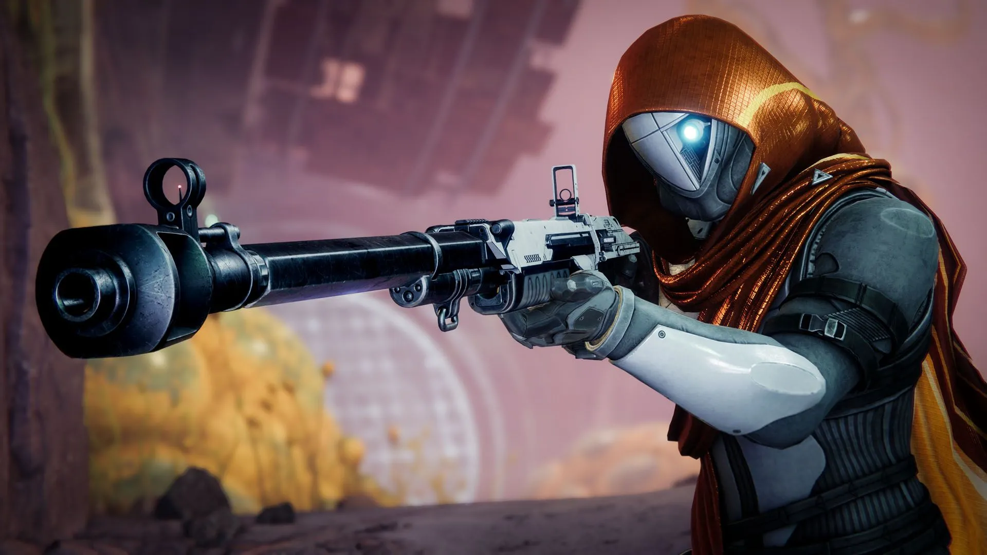 Người chơi Hunter trong Destiny 2 Edge of Fate cầm súng New Land Beyond, minh họa tầm quan trọng của chỉ số Weapons