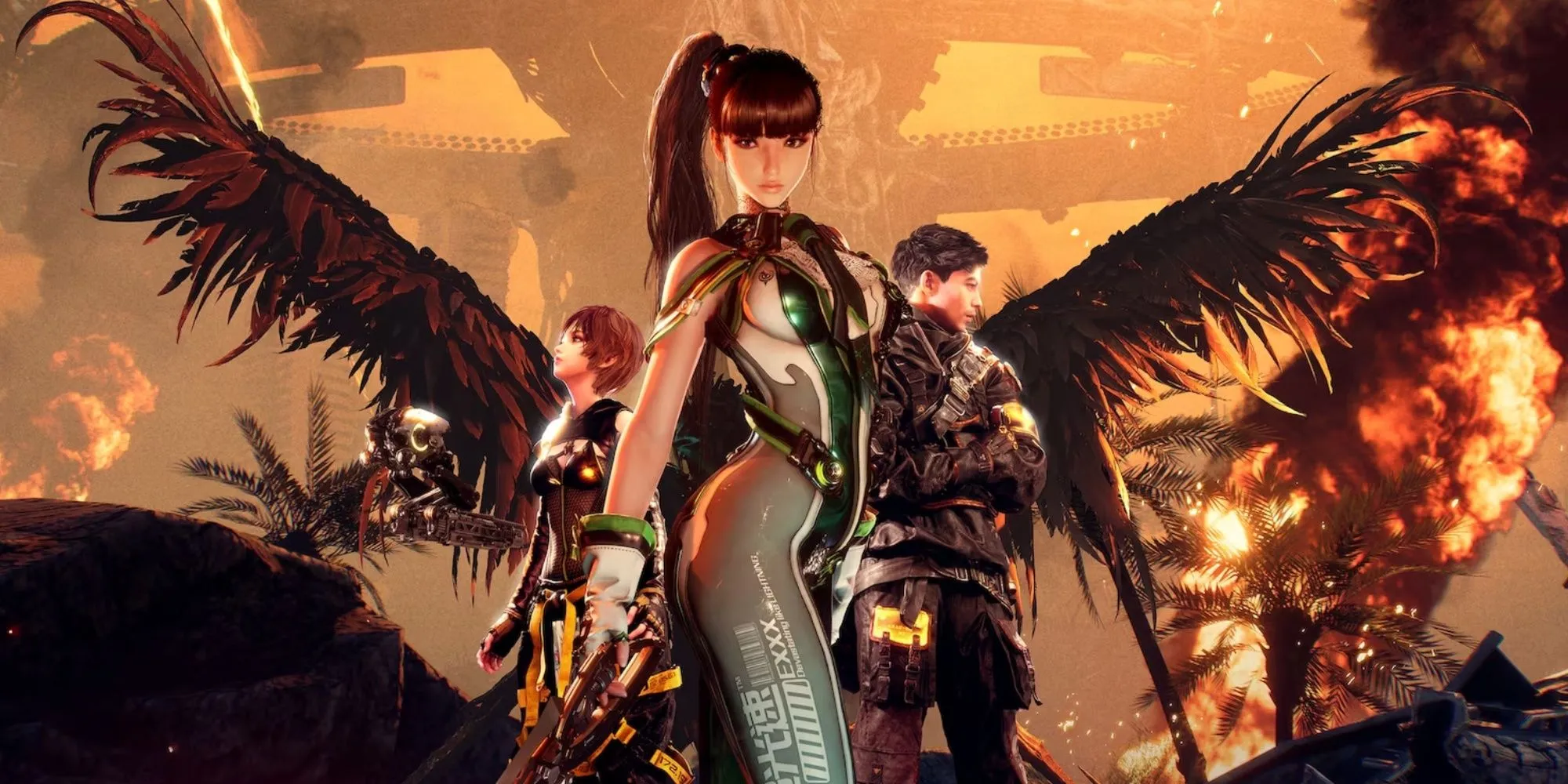 Nhân vật Eve và các đồng minh trong tựa game Stellar Blade, minh họa cho thiết kế nhân vật gây tranh cãi.