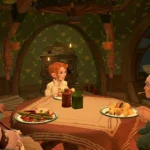 Nhân vật Hobbit và người lùn cùng chia sẻ bữa ăn ấm cúng trong Tales of the Shire, thể hiện cơ chế tăng tình bạn qua ẩm thực.