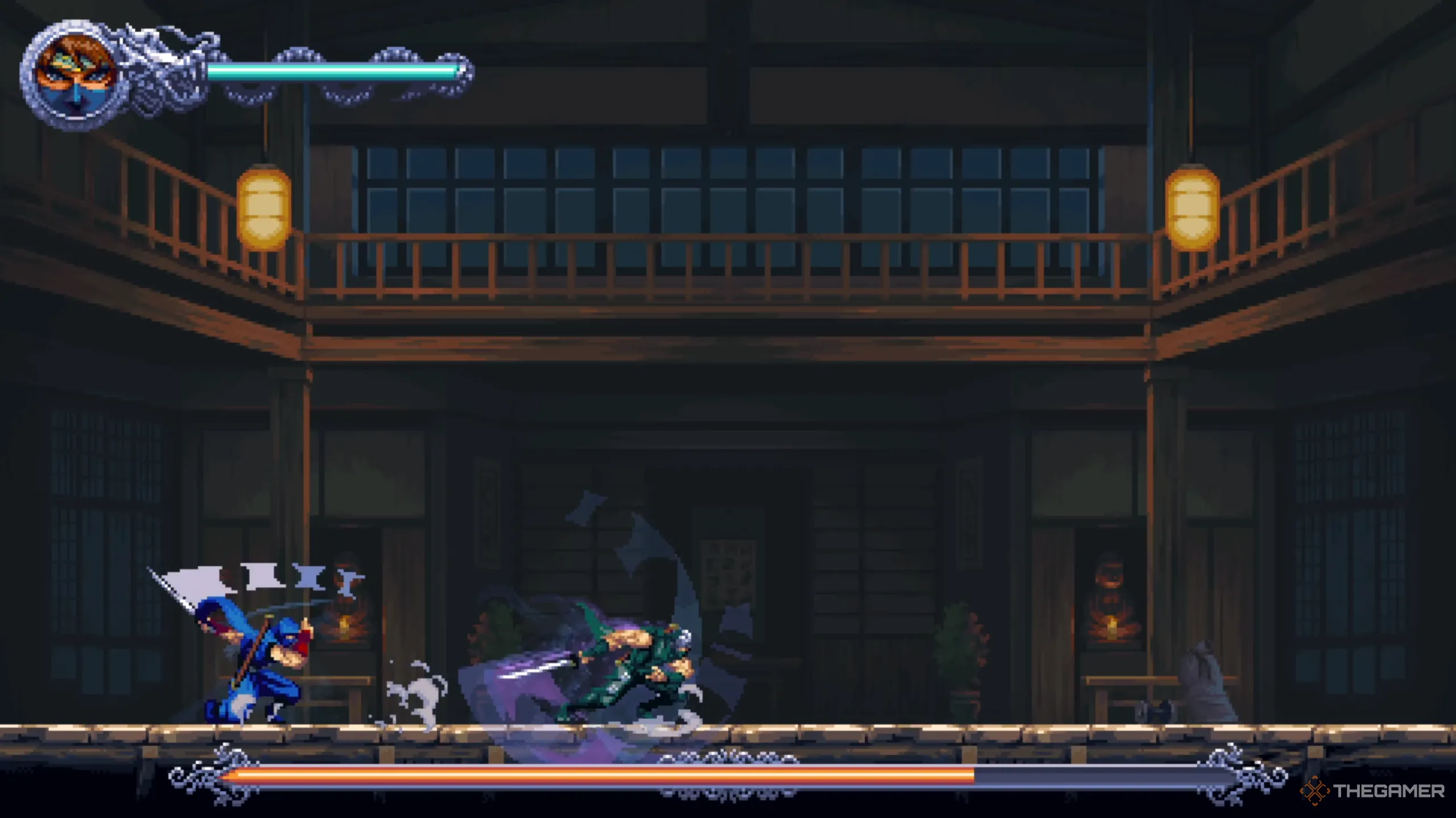 Ryu thực hiện đòn chém uy lực trong Ninja Gaiden Ragebound