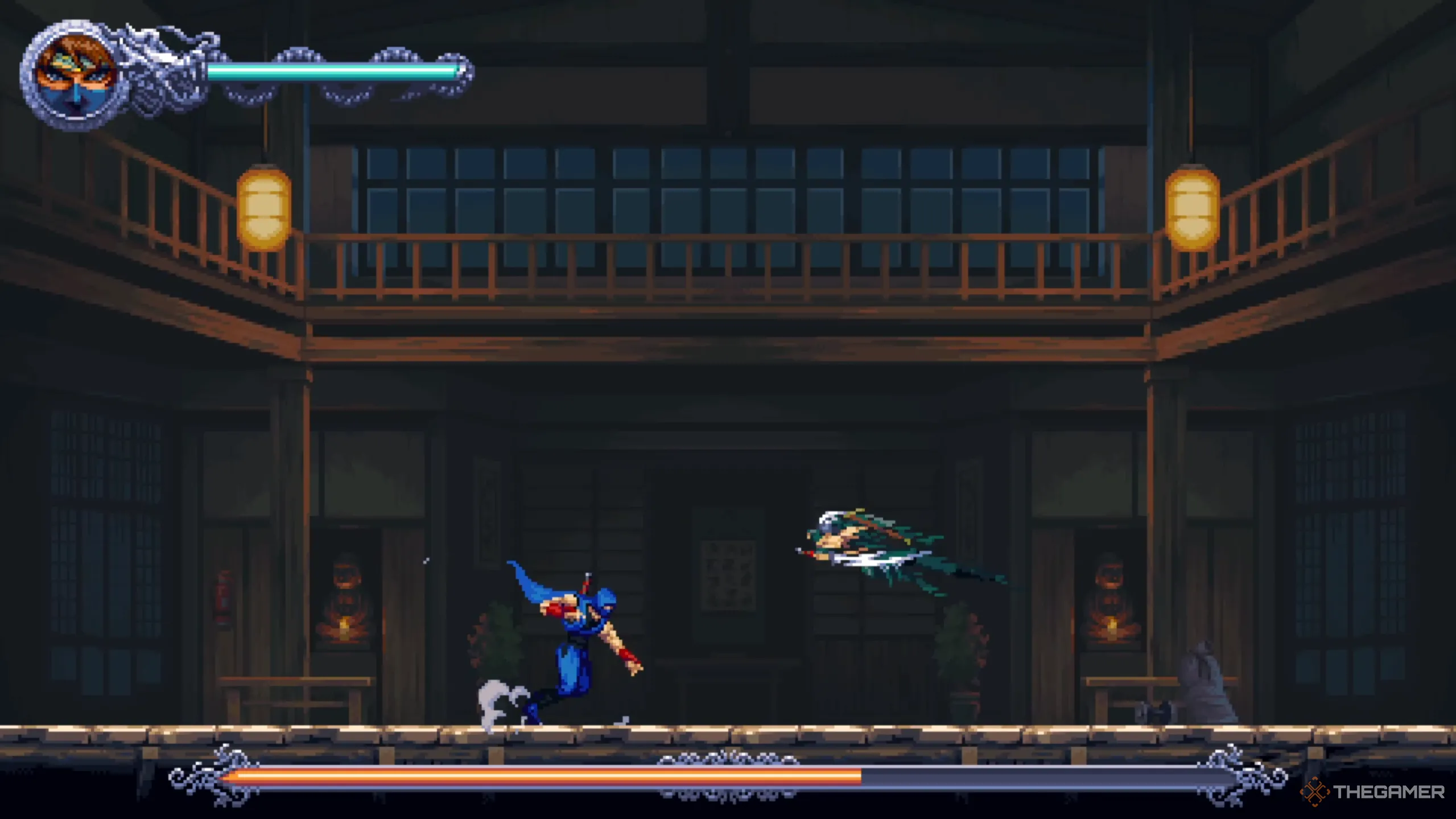Ryu tung đòn Phi Yến kinh điển vào Kenji trong Ninja Gaiden Ragebound