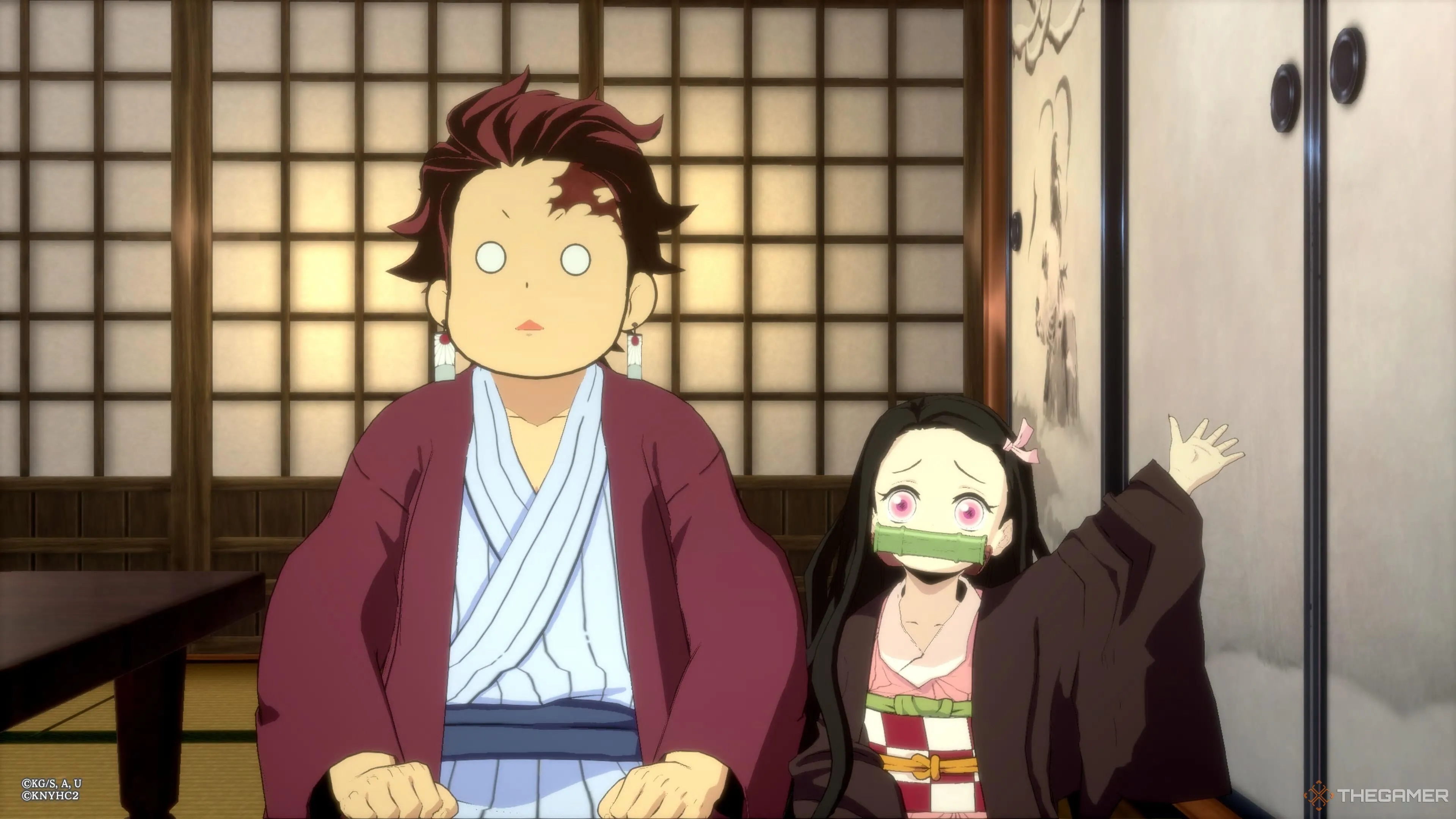 Tanjiro và Nezuko trong khung cảnh phiêu lưu của Demon Slayer: The Hinokami Chronicles 2, dù phần khám phá còn hạn chế.