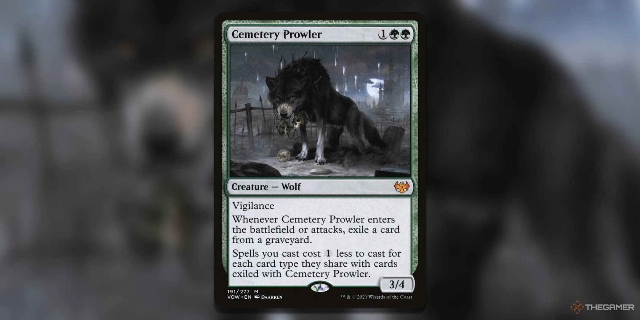 Thẻ bài Cemetery Prowler trong Magic The Gathering với hình ảnh một sinh vật bí ẩn trong nghĩa địa.