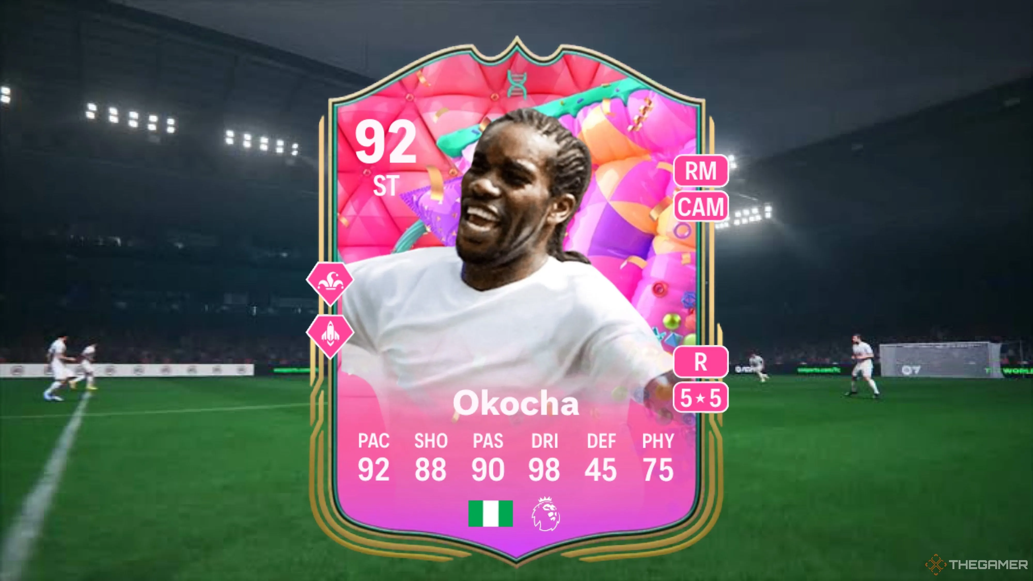 Thẻ cầu thủ Jay-Jay Okocha trong EA Sports FC, minh họa việc bổ sung các Icons vào Career Mode.