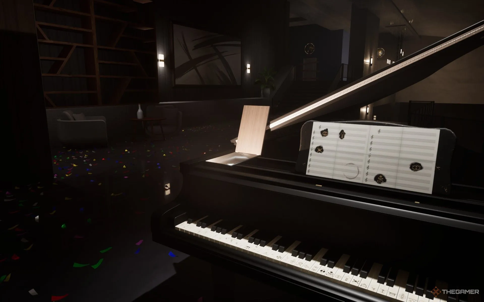 Thu thập băng cassette từ ngăn bí mật của đàn piano sau khi giải đố trong Dead Take.