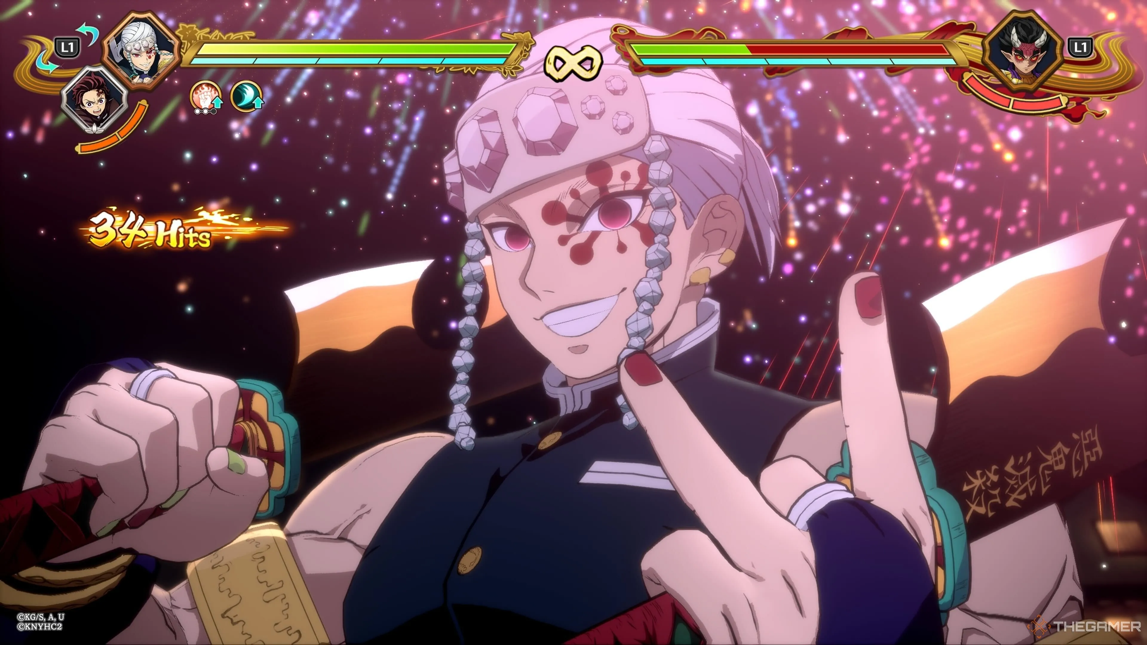 Trụ Cột Âm Thanh Tengen Uzui với tuyệt kỹ chiến đấu mãn nhãn trong Demon Slayer: The Hinokami Chronicles 2.