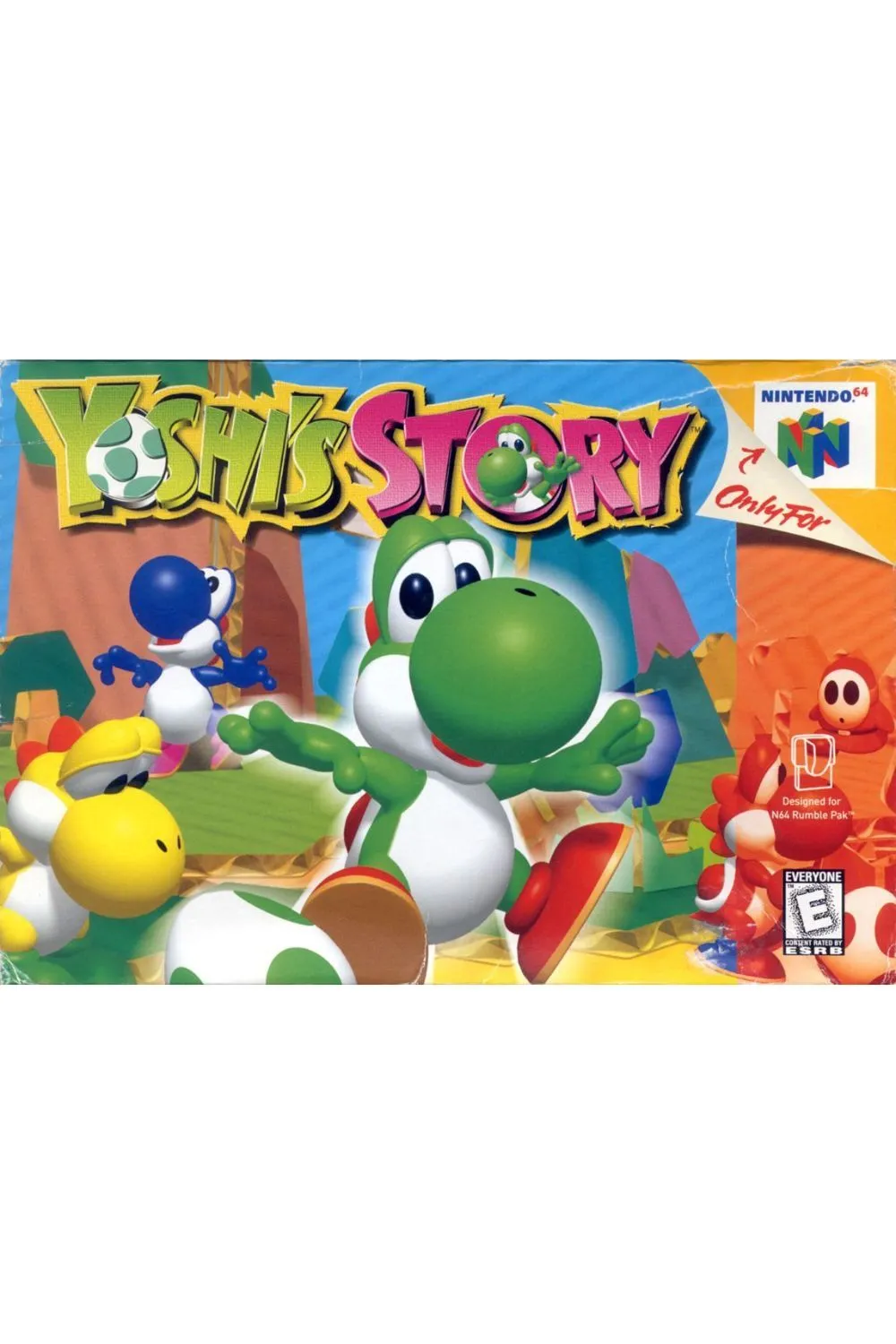 Yoshi trong trò chơi Yoshi's Story với phong cách đồ họa như sách truyện